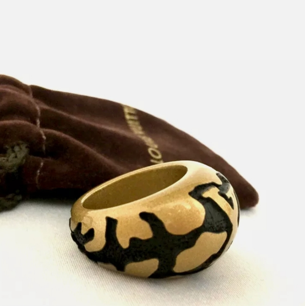 LOUIS VUITTON LEO MONOGRAM WOOD BERG RING A1161 - Picture 5 of 13